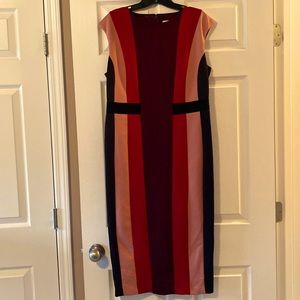 Multicolored sleeveless striped sheath dress